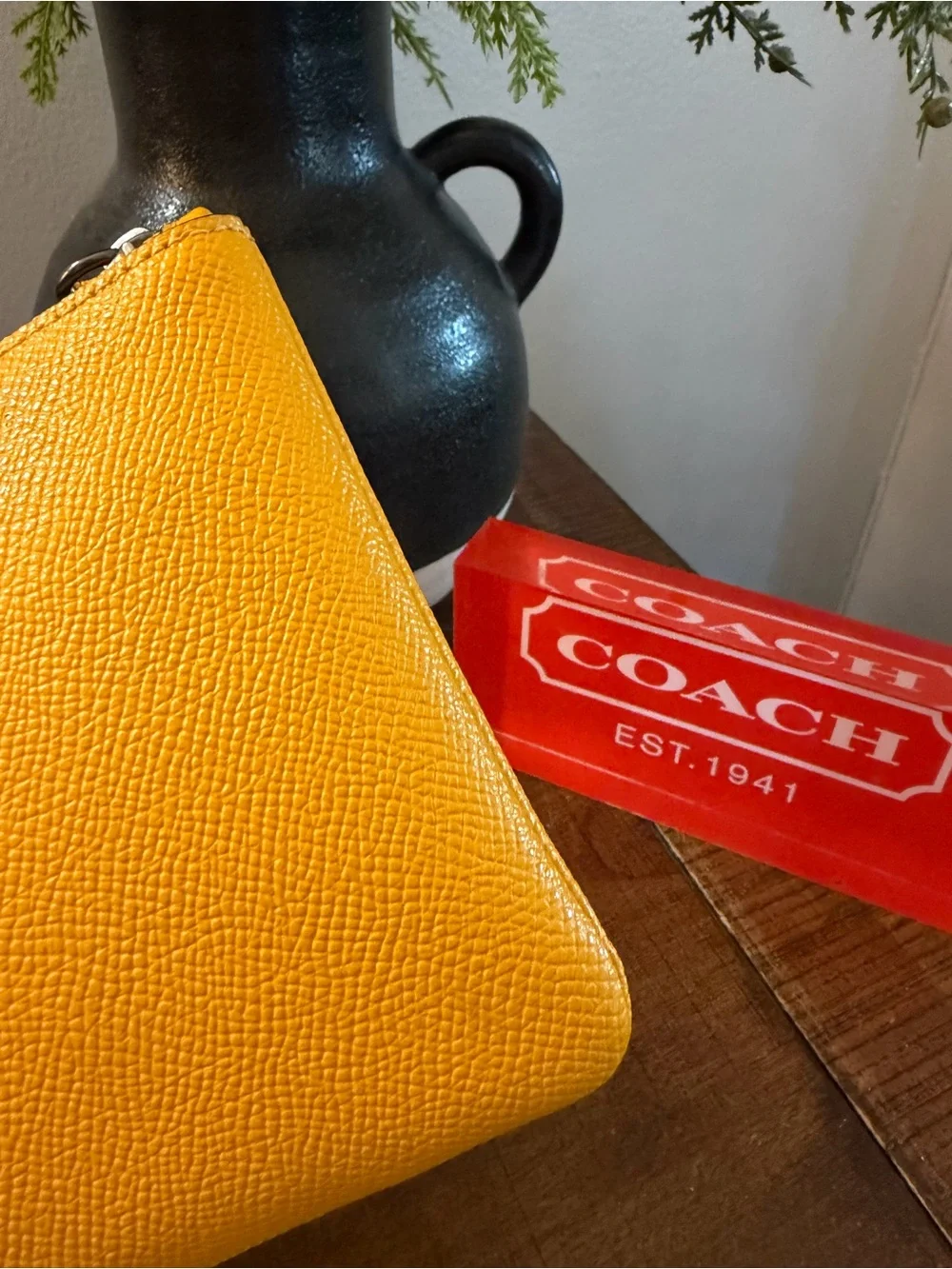 Coach Large Yellow Corner Zip Wristlet